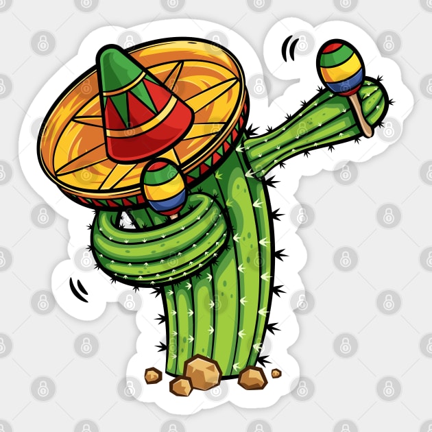 Dabbing Cactus Shirt Cinco de Mayo Fiesta Mexican Sombrero Sticker by teeleoshirts